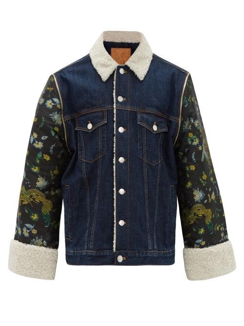 Matchesfashion.com Martine Rose - Chinese-jacquard Denim Jacket - Mens - Black Blue