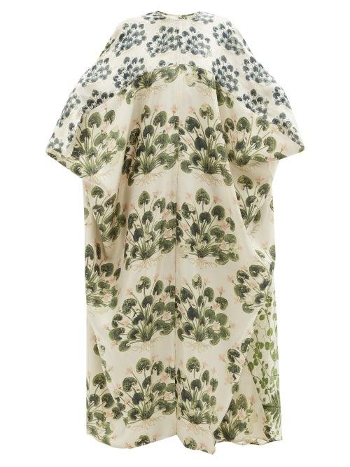 Biyan - Rosalia Foliage-print Silk-twill Coat - Womens - Green