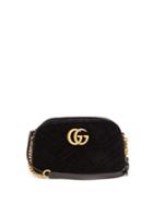 Matchesfashion.com Gucci - Gg Marmont Small Quilted Velvet Cross Body Bag - Womens - Black