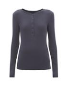 Nili Lotan - Jordan Ribbed Cotton-jersey Henley Top - Womens - Navy