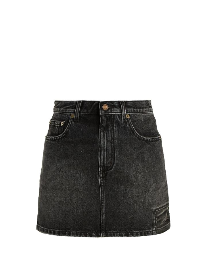 Saint Laurent Patch-detail Denim Skirt