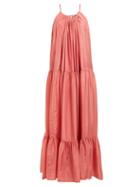 Matchesfashion.com Kalita - Genevieve Tiered Silk Maxi Dress - Womens - Pink