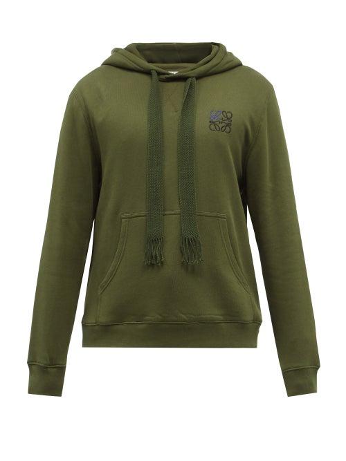 Mens Rtw Loewe - Anagram-embroidered Cotton Hooded Sweatshirt - Mens - Green