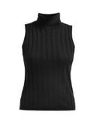 Matchesfashion.com Allude - Ribbed Roll Neck Cotton Blend Top - Womens - Black