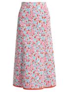 Matchesfashion.com Joostricot - Floral Intarsia Stretch Jersey Skirt - Womens - Pink Multi