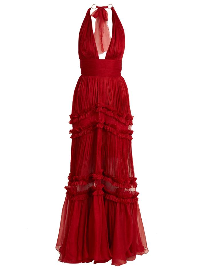 Maria Lucia Hohan Kalina Halterneck Silk-mousseline Gown