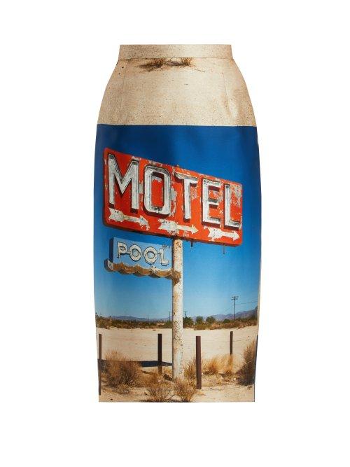 Matchesfashion.com No. 21 - Motel Print Duchesse Satin Midi Skirt - Womens - Blue Multi