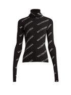 Balenciaga Logo Ribbed-knit Roll-neck Hooded Sweater