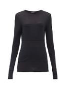 Matchesfashion.com Raey - Double-panel Long-sleeved Sheer T-shirt - Womens - Navy