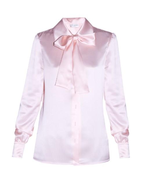 Saint Laurent Lavallire-neck Satin Blouse