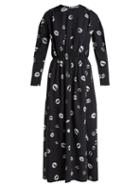 Matchesfashion.com Sonia Rykiel - Kiss Print Cady Midi Dress - Womens - Black White