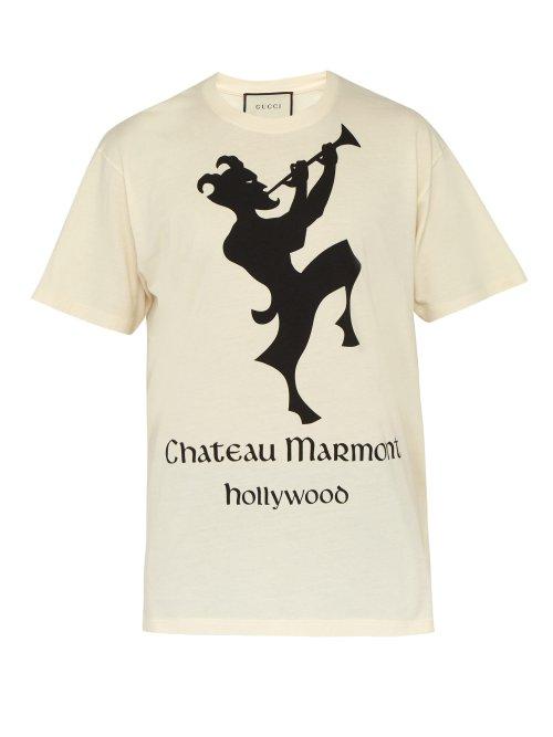 Matchesfashion.com Gucci - Chateau Marmont Cotton T Shirt - Mens - White Multi