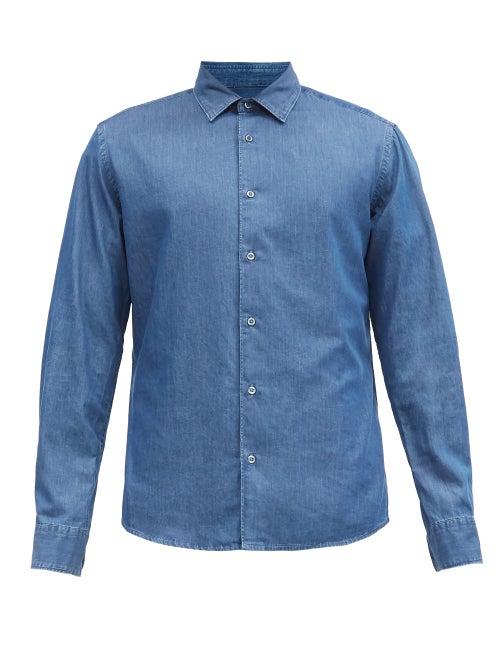 Matchesfashion.com Altea - Bond Cotton-chambray Shirt - Mens - Light Blue