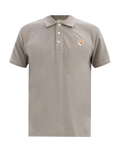 Matchesfashion.com Maison Kitsun - Fox Head-patch Cotton Polo Shirt - Mens - Grey