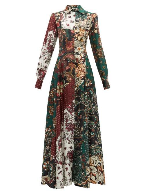 Matchesfashion.com Evi Grintela - Evanthia Paisley Print Silk Maxi Shirtdress - Womens - Multi
