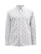 Burberry - Cadney Logo-jacquard Stripes Cotton-poplin Shirt - Mens - Grey Multi