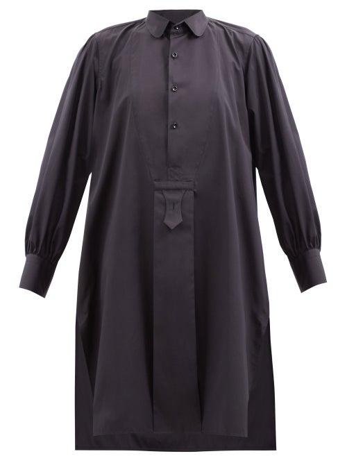 Maison Margiela - Bib-front Cotton-poplin Shirt Dress - Womens - Navy