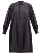 Maison Margiela - Bib-front Cotton-poplin Shirt Dress - Womens - Navy