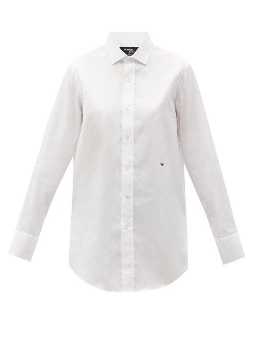 Ladies Lingerie Hommegirls - Logo-embroidered Cotton-twill Shirt - Womens - White