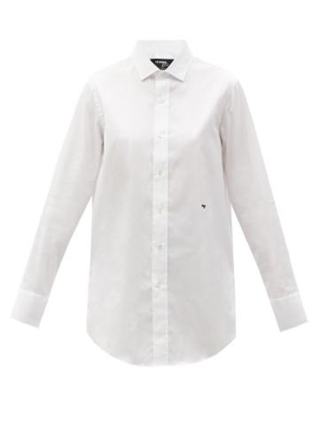 Ladies Lingerie Hommegirls - Logo-embroidered Cotton-twill Shirt - Womens - White