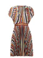 Matchesfashion.com Missoni - Striped Pleated Lam Mini Dress - Womens - Multi