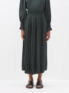 See By Chlo - Pleated Twill Midi Skirt - Womens - Dark Green