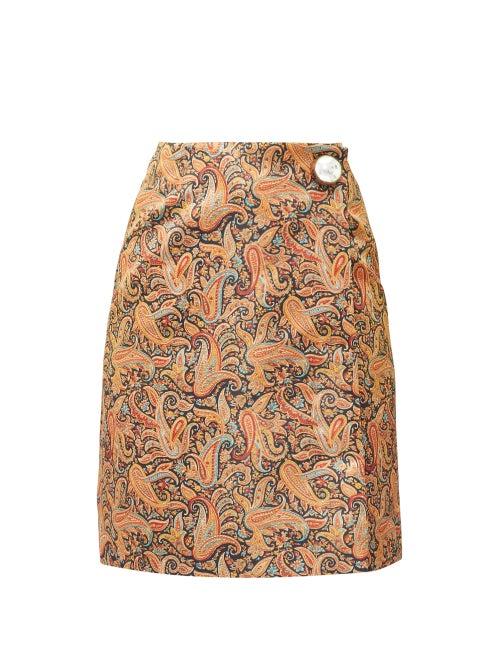 Matchesfashion.com Christopher Kane - Paisley-print Satin Mini Skirt - Womens - Brown Print