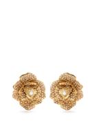Oscar De La Renta Rosette Crystal-embellished Clip-on Earrings