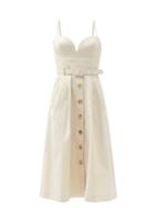 Matchesfashion.com Carolina Herrera - Belted Cotton-blend Twill Midi Dress - Womens - Beige