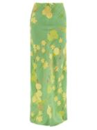 Bernadette - Emily Fruit And Floral-print Silk-crepe Skirt - Womens - Green Print