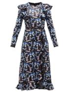 Matchesfashion.com Giambattista Valli - Floral Embroidered And Sequinned Midi Dress - Womens - Blue Multi