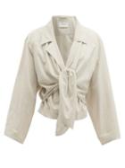 Matchesfashion.com Lemaire - Knot Front Crinkled Cotton Crepe Jacket - Womens - Light Grey