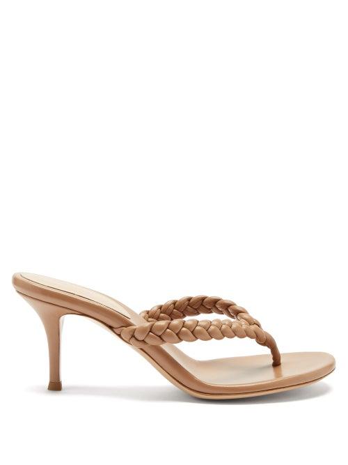 Matchesfashion.com Gianvito Rossi - Tropea 70 Braided Leather Sandals - Womens - Tan