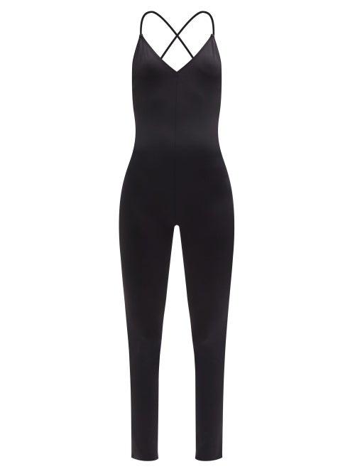 Matchesfashion.com Norma Kamali - Fara Crossover-strap Jersey Jumpsuit - Womens - Black
