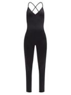 Matchesfashion.com Norma Kamali - Fara Crossover-strap Jersey Jumpsuit - Womens - Black