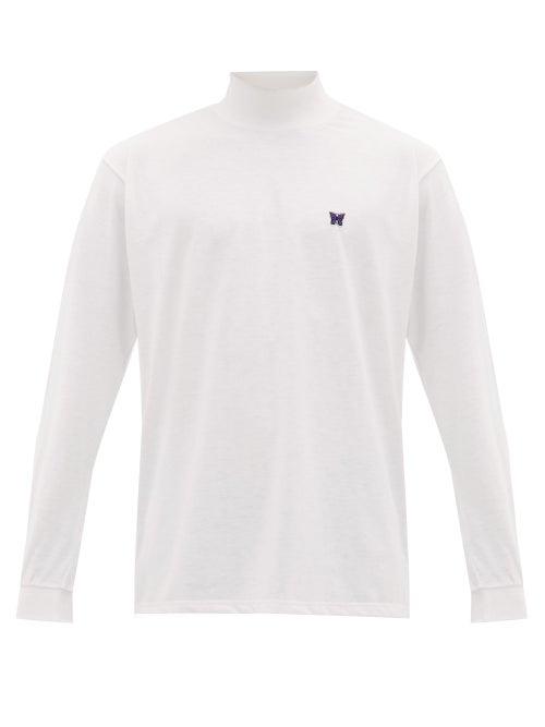 Matchesfashion.com Needles - Logo Embroidered Long Sleeved T Shirt - Mens - White