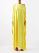 Taller Marmo - Mila Asymmetric Buttoned Crepe Gown - Womens - Yellow