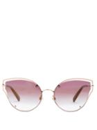 Matchesfashion.com Valentino - Cat Eye Metal Sunglasses - Womens - Pink Gold