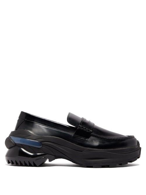Matchesfashion.com Maison Margiela - Raised Sole Leather Penny Loafers - Mens - Black