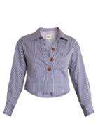 Khaite Thea Striped-cotton Cropped Shirt