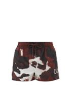 Matchesfashion.com Dolce & Gabbana - Logo And Camouflage-print Swim Shorts - Mens - Burgundy