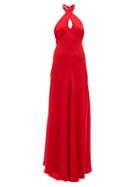 Matchesfashion.com Julie De Libran - Julia Cross Over Halterneck Silk Gown - Womens - Red