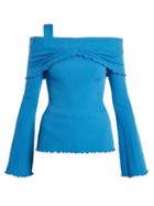 Matchesfashion.com Ellery - Limozeen Off The Shoulder Ribbed Top - Womens - Blue
