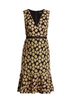 Matchesfashion.com Saloni - Tracy Floral Embroidered Dress - Womens - Green Multi