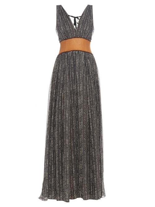 Sophie Theallet Silk-chiffon Raffia-waistband Gown