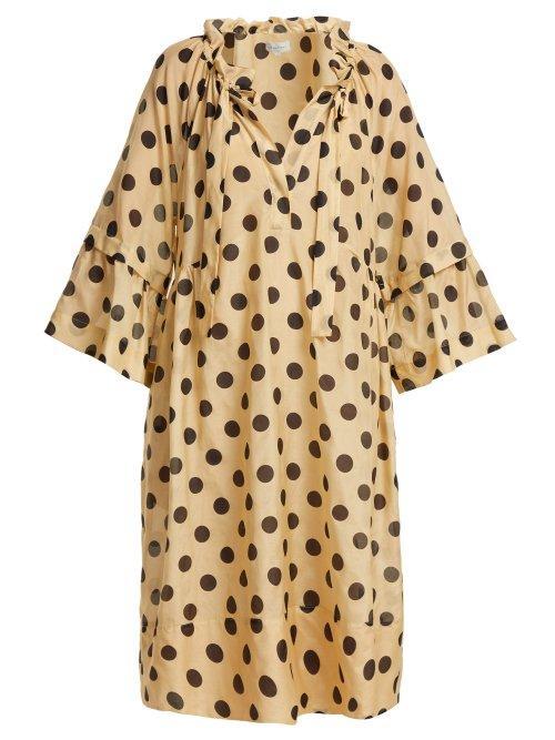 Matchesfashion.com Lee Mathews - Minnie Cotton And Silk Blend Dress - Womens - Beige Multi
