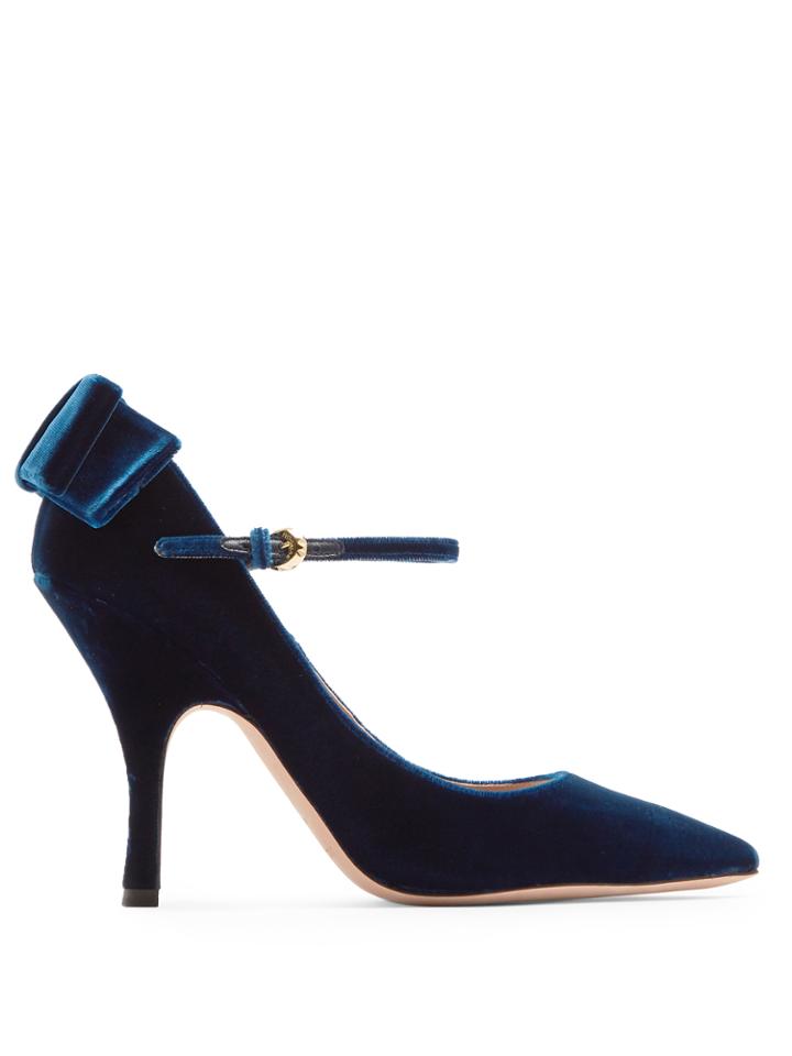 Rochas Bow-heel Velvet Pumps