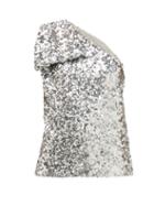 Matchesfashion.com Halpern - Sequinned One Shoulder Top - Womens - Silver