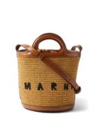 Marni - Leather-trimmed Faux-raffia Bucket Bag - Womens - Brown
