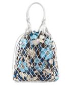 Matchesfashion.com Prada - Netted Leather Floral Print Bag - Womens - Silver Multi